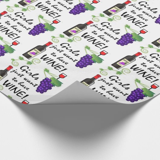 Meisjes willen alleen wijn hebben. cadeaupapier (Hoek)
