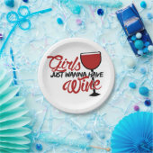 Meisjes willen alleen wijn hebben papieren bordje (Feest)