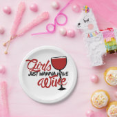 Meisjes willen alleen wijn hebben papieren bordje (Feest)