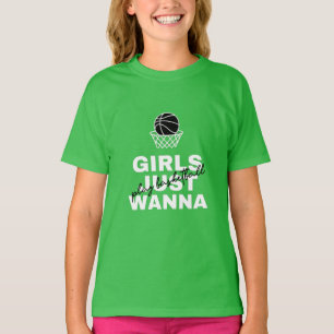 Meisjes willen gewoon basketbal grappige citaat ba t-shirt