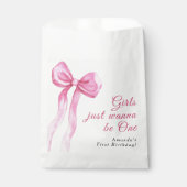 Meisjes willen gewoon een 1e verjaardag zijn dank bedankzakje (Voorkant)