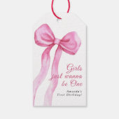 Meisjes willen gewoon een 1e verjaardagsfeestje zi cadeaulabel (Achterkant)