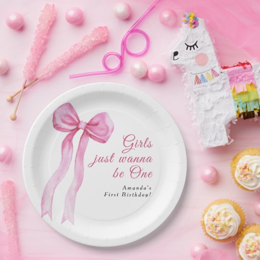 Meisjes willen gewoon een 1e verjaardagsfeestje zi papieren bordje (Feest)