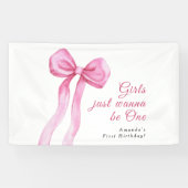 Meisjes willen gewoon een 1e verjaardagsfeestje zi spandoek (Horizontaal)