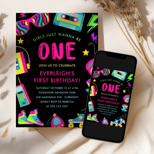 Meisjes willen gewoon een 80s eerste verjaardagsfe kaart