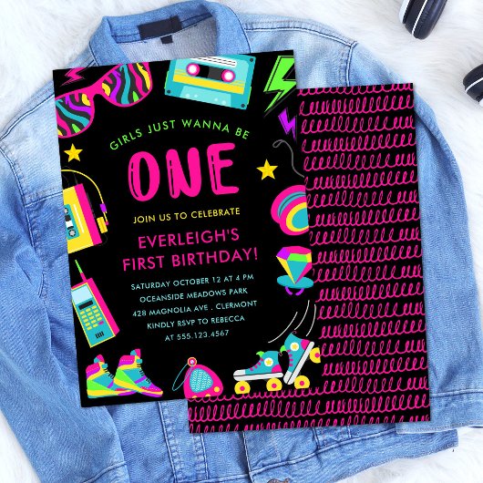 Meisjes willen gewoon een 80s eerste verjaardagsfe kaart