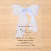 Meisjes willen gewoon een blauwe boog zijn 1e verj acryl uitnodigingen (Voorkant)