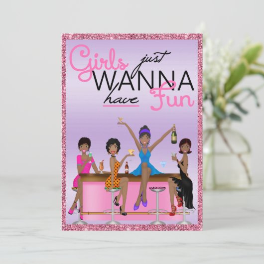 Meisjes willen gewoon een leuk vrijgezellenfeest kaart (Staand voorkant)