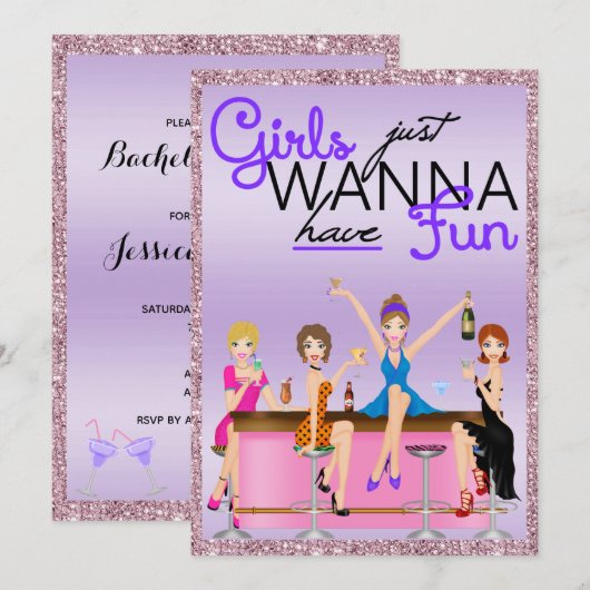 Meisjes willen gewoon een leuk vrijgezellenfeest kaart (Voorkant / Achterkant)
