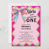 Meisjes willen gewoon een retro 1e verjaardagsfees kaart (Voorkant)