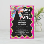 Meisjes willen gewoon een retro 1e verjaardagsfees kaart (Staand voorkant)