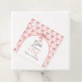 Meisjes willen gewoon een roze boog eerste verjaar bedankjes labels (In situ)