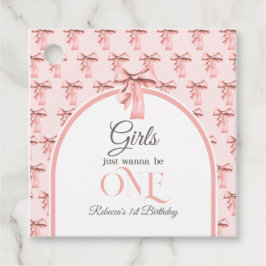 Meisjes willen gewoon een roze boog eerste verjaar bedankjes labels