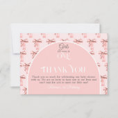 Meisjes willen gewoon een roze boog eerste verjaar bedankkaart (Voorkant)