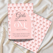 Meisjes willen gewoon een roze boog eerste verjaar kaart