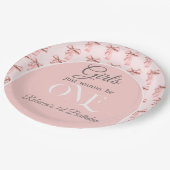 Meisjes willen gewoon een roze boog eerste verjaar papieren bordje (Gekanteld)