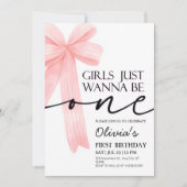 Meisjes willen gewoon een roze boog zijn 1e verjaa kaart (Voorkant)