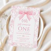 Meisjes willen gewoon een roze boog zijn 1e verjaa kaart