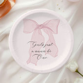 Meisjes willen gewoon een roze boog zijn 1e verjaa papieren bordje