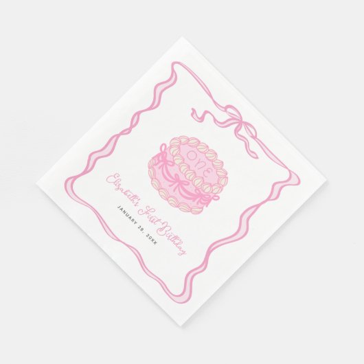 Meisjes willen gewoon een roze boog zijn 1e verjaa servet (Hoek)