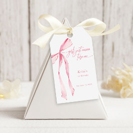 Meisjes willen gewoon een roze strik 1e verjaardag cadeaulabel