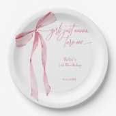Meisjes willen gewoon een roze strik 1e verjaardag papieren bordje (Voorkant)