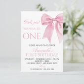 Meisjes willen gewoon een roze strik coquette verj kaart (Staand voorkant)