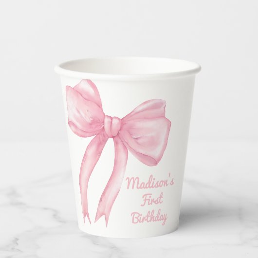 Meisjes willen gewoon een roze strik coquette verj papieren bekers (Voorkant)