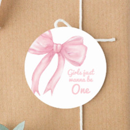 Meisjes willen gewoon één roze strik Coquette verj Ronde Sticker