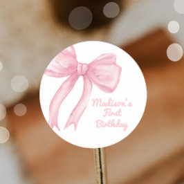Meisjes willen gewoon één roze strik Coquette verj Ronde Sticker