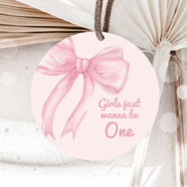 Meisjes willen gewoon één roze strik Coquette verj Ronde Sticker