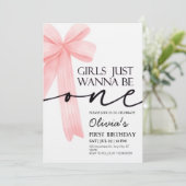 Meisjes willen gewoon één roze strik zijn 1e verja kaart (Staand voorkant)