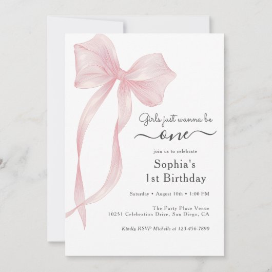 Meisjes willen gewoon een Schattige 1e verjaardags Kaart (Voorkant)