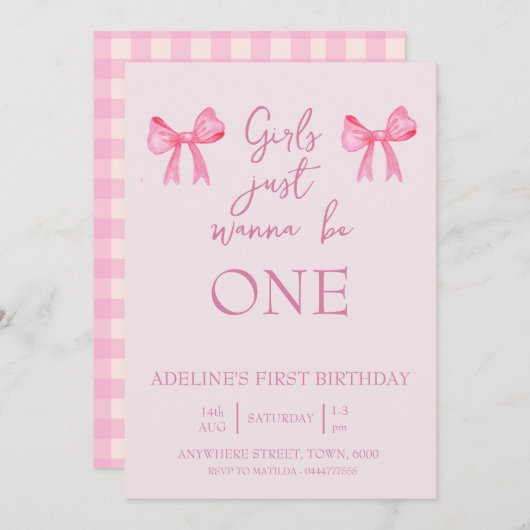 Meisjes willen gewoon een verjaardag zijn. inviter kaart (Voorkant / Achterkant)