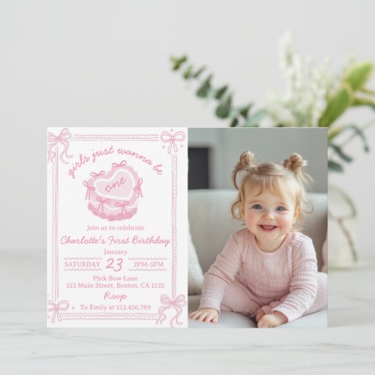 Meisjes willen gewoon een verjaardagsuitnodiging z bedankkaart (Staand voorkant)