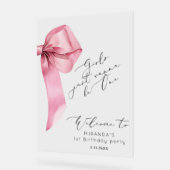 Meisjes willen gewoon One Pink Bow elegant welkom Acryl Bord (Hoek)