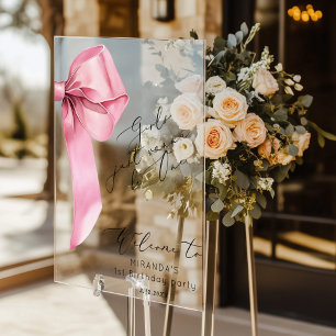 Meisjes willen gewoon One Pink Bow elegant welkom  Acryl Bord