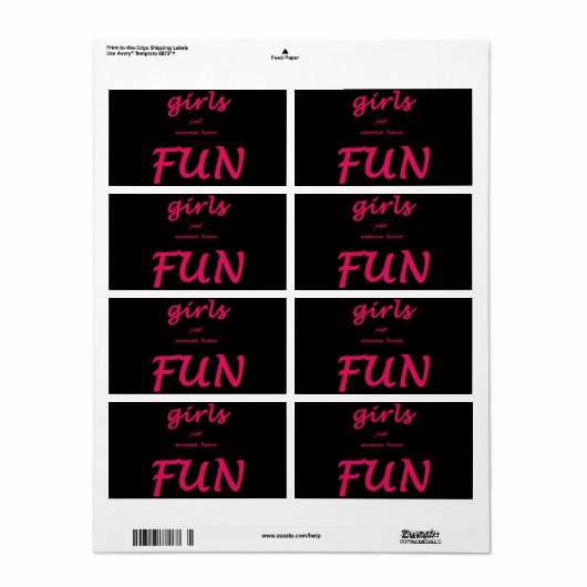 meisjes willen gewoon plezier hebben etiket (Full Sheet)