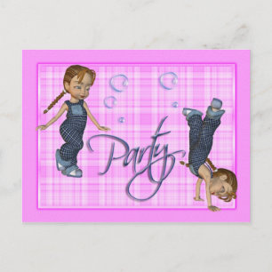 Meisjes willen gewoon plezier hebben, feest uitnod uitnodiging briefkaart