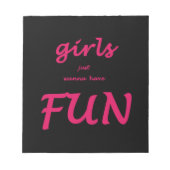 meisjes willen gewoon plezier hebben notitieblok (Voorkant)