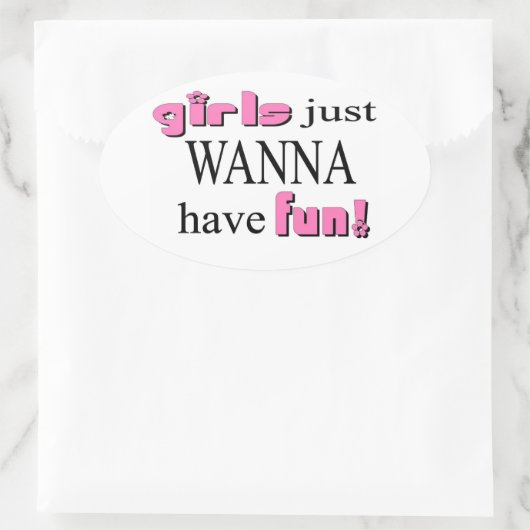 Meisjes willen gewoon plezier hebben! Sticker (Tas)