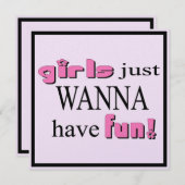 Meisjes willen gewoon plezier hebben. Uitnodiging (Voorkant / Achterkant)