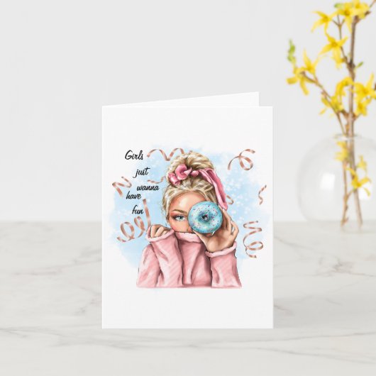 Meisjes Willen Gewoon Pret Hebben Kaart (Gele Bloem)