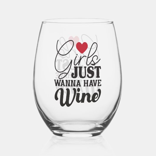 Meisjes willen gewoon wijn stamloos glas (Achterkant)