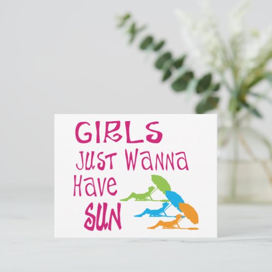 Meisjes willen gewoon zon hebben briefkaart (Staand voorkant)