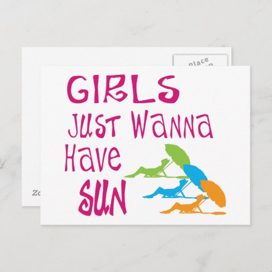 Meisjes willen gewoon zon hebben briefkaart (Voorkant / Achterkant)