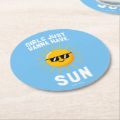 Meisjes willen gewoon zon hebben ronde kartonnen onderzetter (Gebogen)