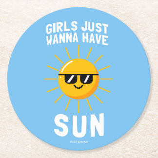 Meisjes willen gewoon zon hebben ronde kartonnen onderzetter