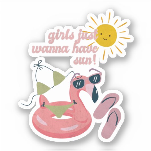 Meisjes willen gewoon zon hebben - Summer Vibes Sticker (Voorkant)