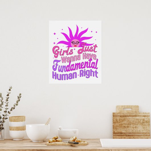 Meisjes willen grondrechten, feminist poster (Keuken)